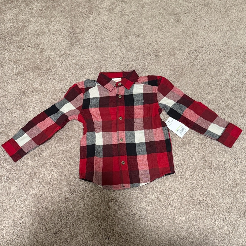 Jumping Beans Red and Black Checkered Kids Button Down Shirt